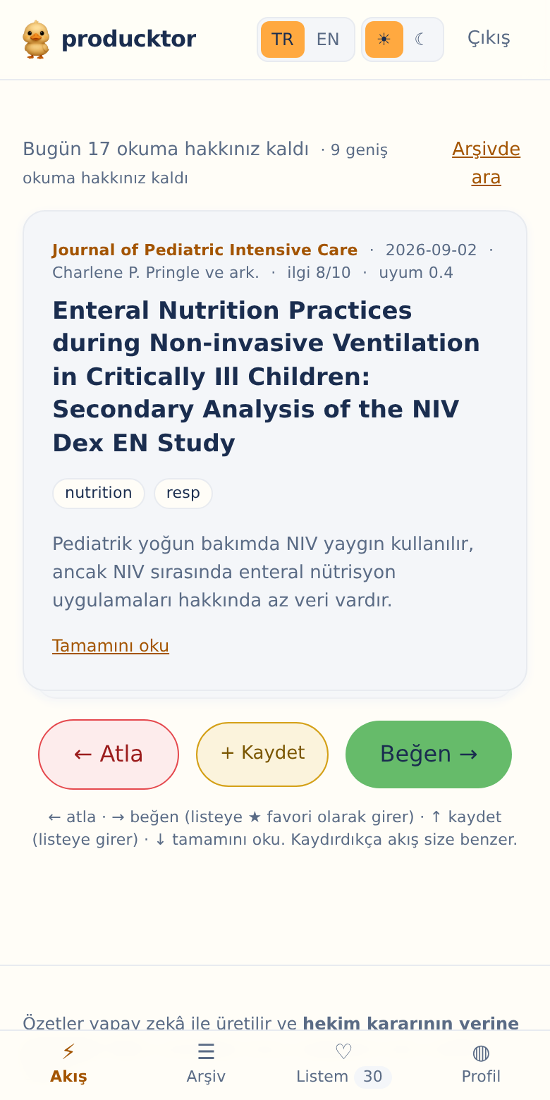 Telefonda akış görünümü ve alt gezinme çubuğu